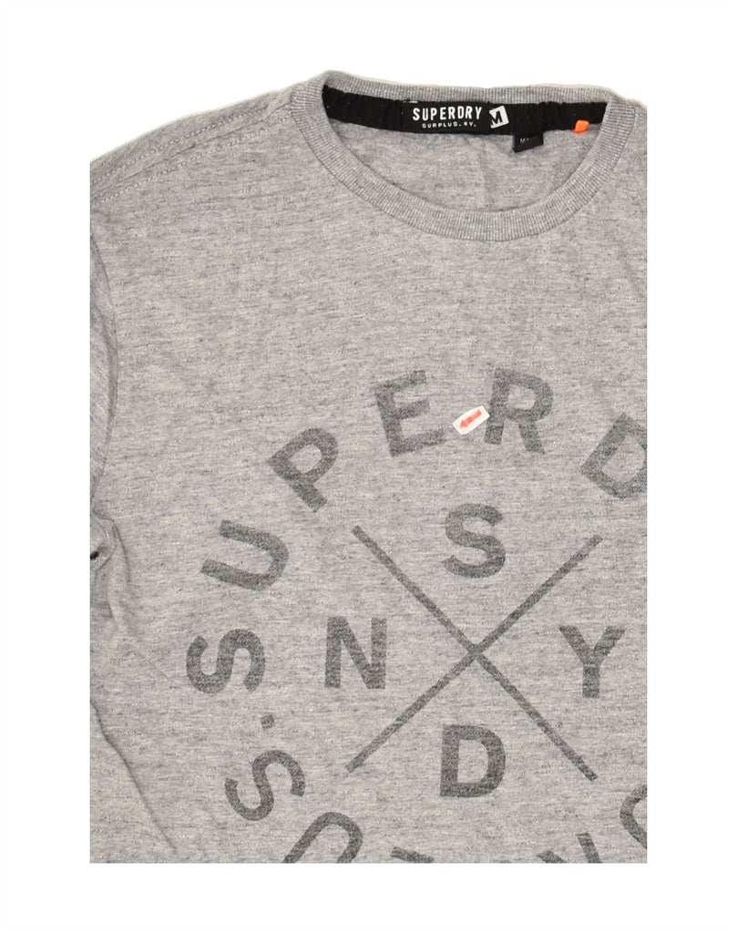 SUPERDRY Mens Graphic Top Long Sleeve Medium Grey Flecked Cotton | Vintage Superdry | Thrift | Second-Hand Superdry | Used Clothing | Messina Hembry 