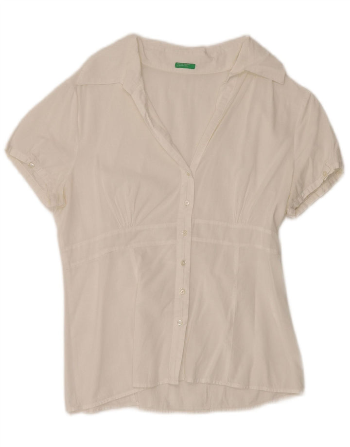 Benetton Womens Short Sleeve Shirt UK 12 Medium White