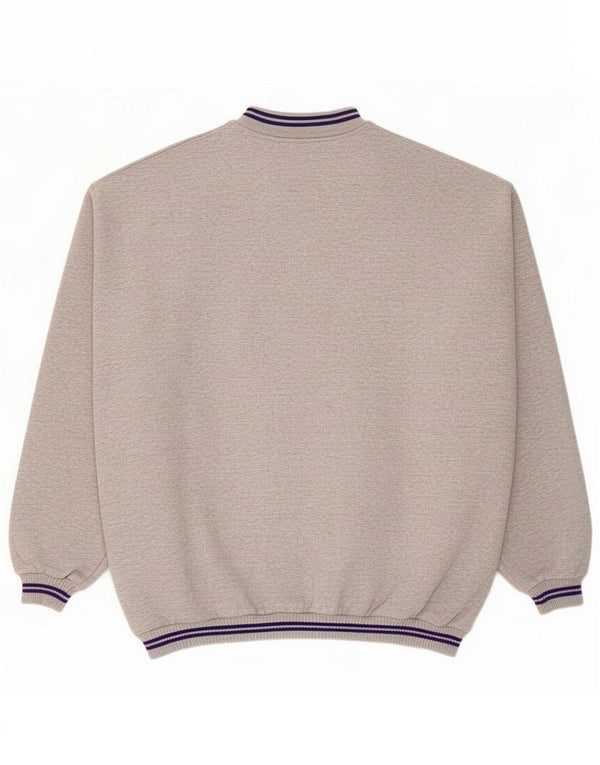 Gymnasium Mens Graphic Polo Neck Sweatshirt Jumper Large Grey Flecked