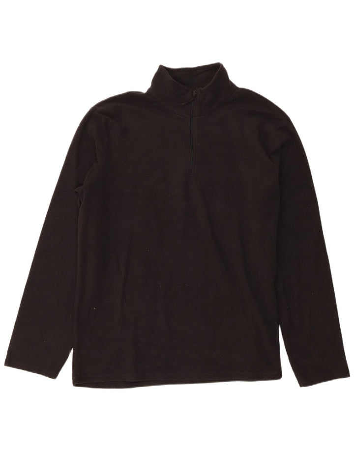 Mountain Warehouse Mens Zip Neck Fleece Jumper XL Black Polyester