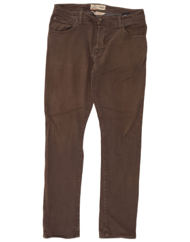 Hackett Mens Slim Casual Trousers W36 L32 Grey Cotton
