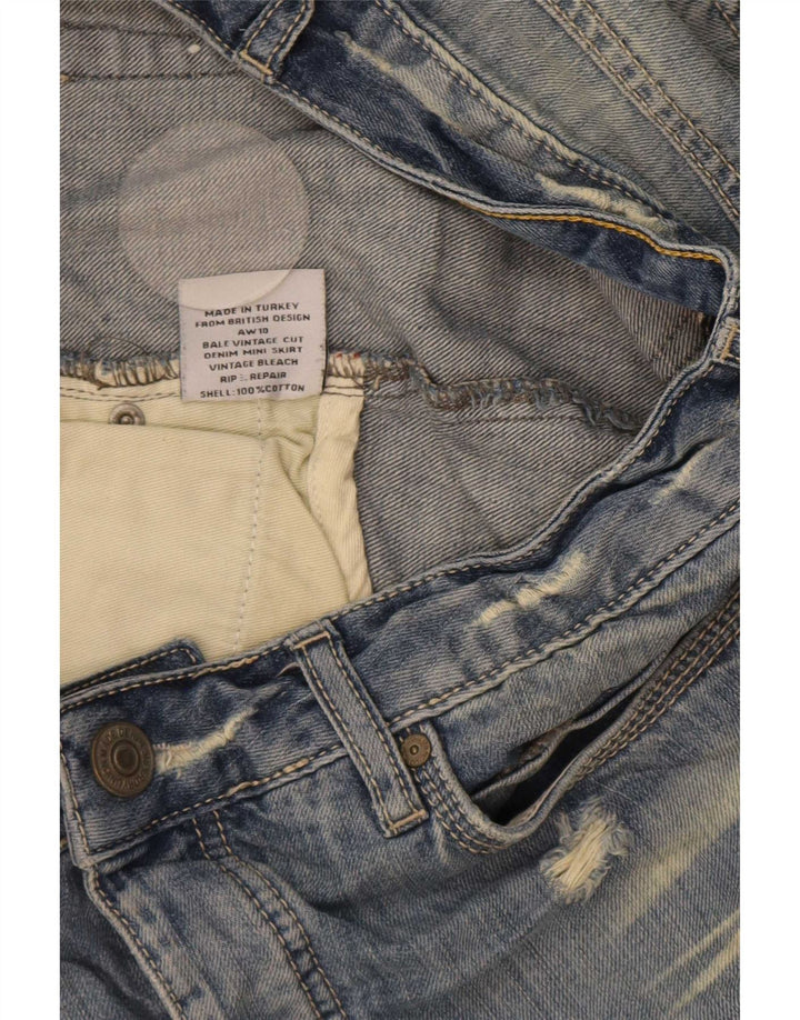 Superdry Womens Distressed Denim Mini Skirt Medium W34 Blue Cotton