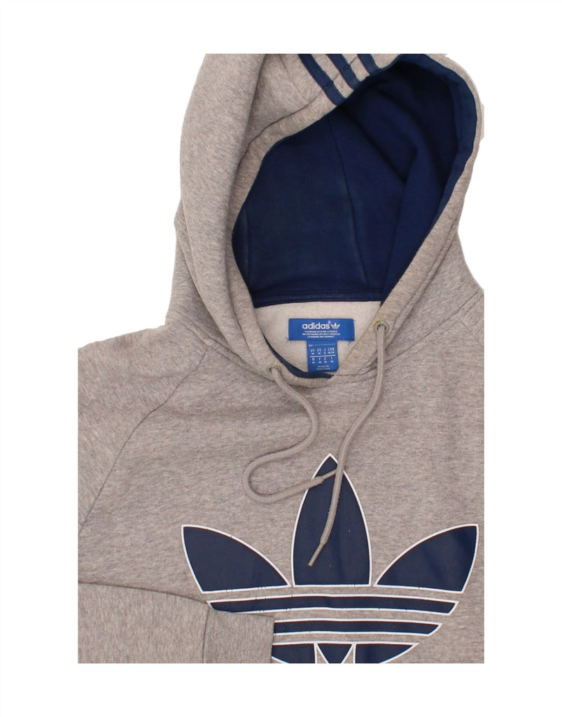ADIDAS Mens Graphic Hoodie Jumper Medium Grey Cotton Vintage Adidas and Second-Hand Adidas from Messina Hembry 