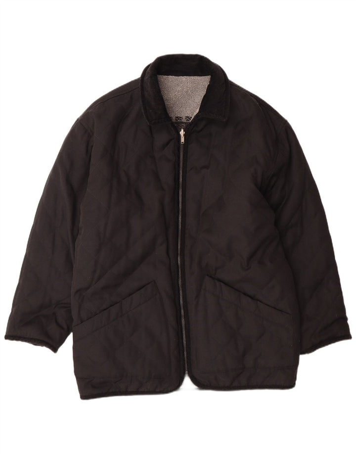 VINTAGE Mens Graphic Reversible Fleece Jacket UK 38 Medium Grey Fair Isle