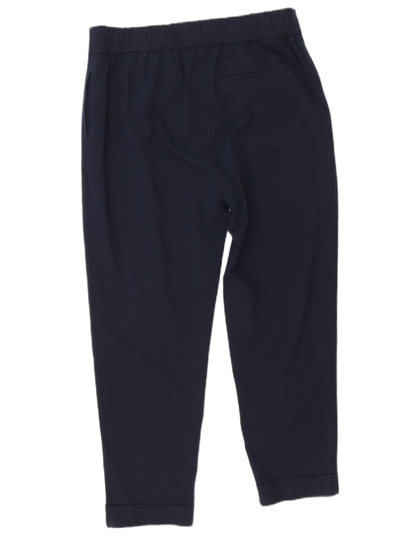 Marks & Spencer Womens High Waist Casual Trousers UK 14 Large W32 L26 Navy