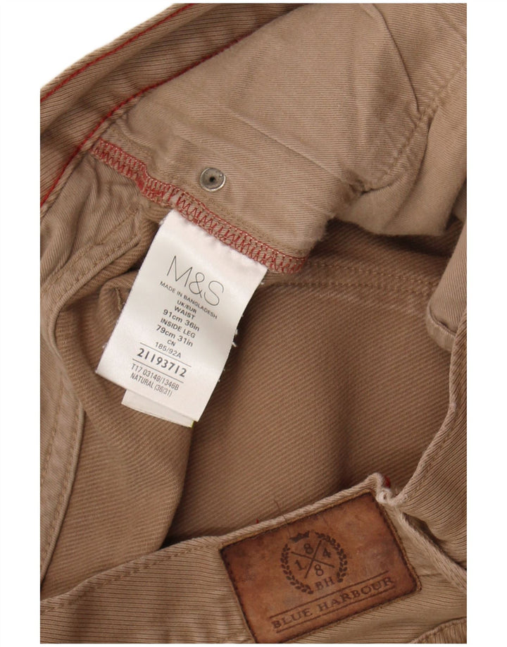 Marks & Spencer Mens Blue Harbour Regular Fit Casual Trousers W36 L31 Beige