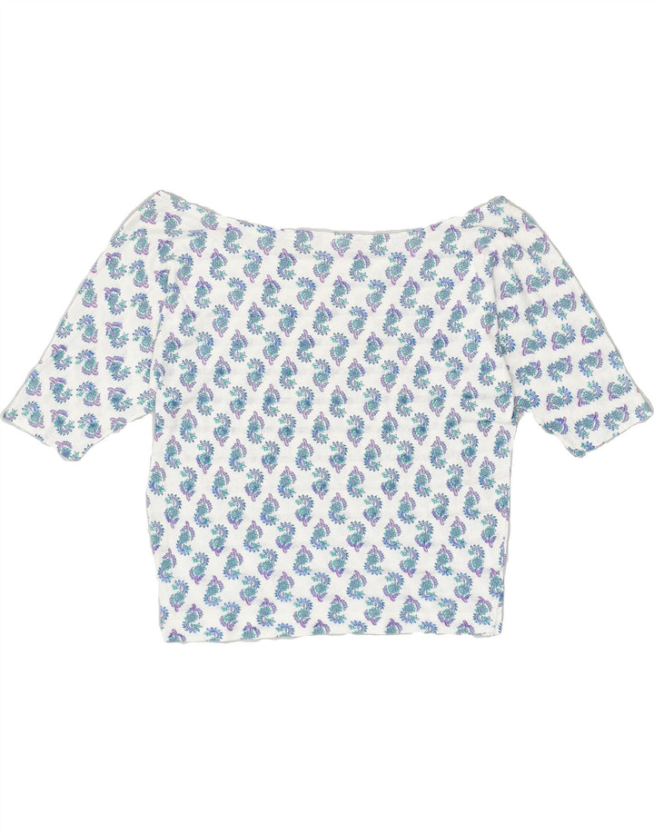 BENETTON Womens 3/4 Sleeve Batwing Off Shoulder Top UK 10 Small Blue | Vintage Benetton | Thrift | Second-Hand Benetton | Used Clothing | Messina Hembry 