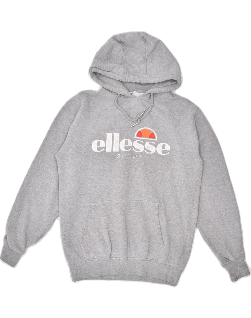 ELLESSE Womens Oversized Graphic Hoodie Jumper UK 12 Medium Grey Cotton | Vintage | Thrift | Second-Hand | Used Clothing | Messina Hembry 