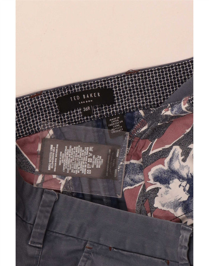 Ted Baker Mens Straight Suit Trousers W36 L31 Navy Blue Cotton