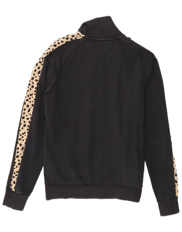 Puma Womens Oversized Tracksuit Top Jacket UK 10 Small Black Animal Print
