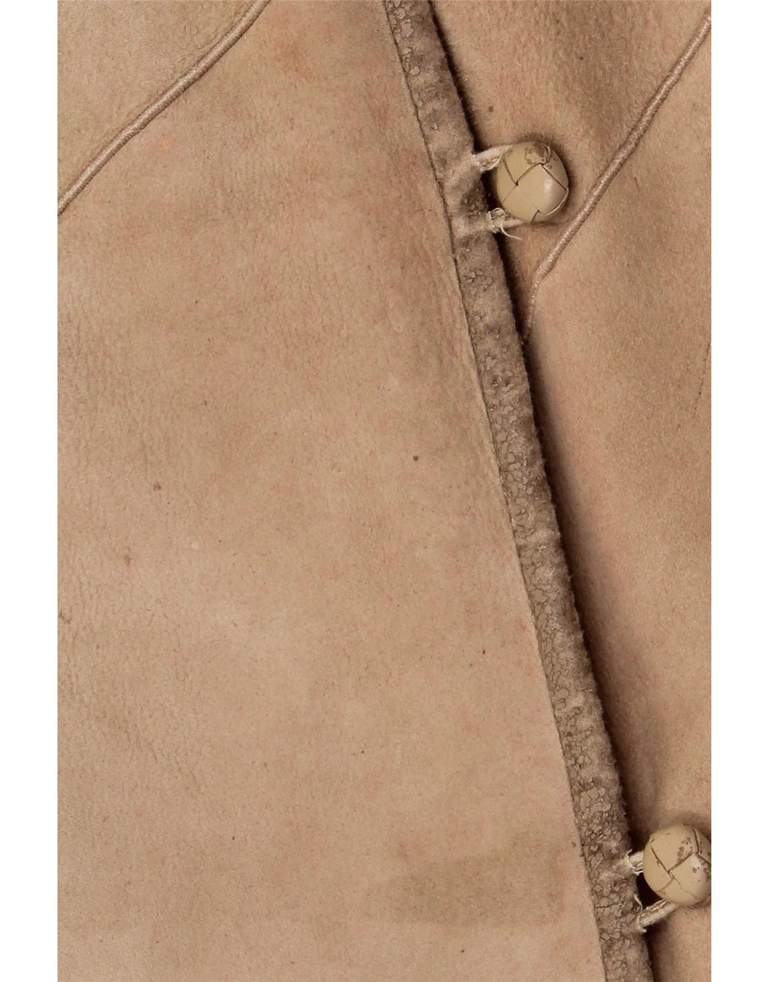 VINTAGE Womens Shearling Coat IT 46 Large Beige Shearling