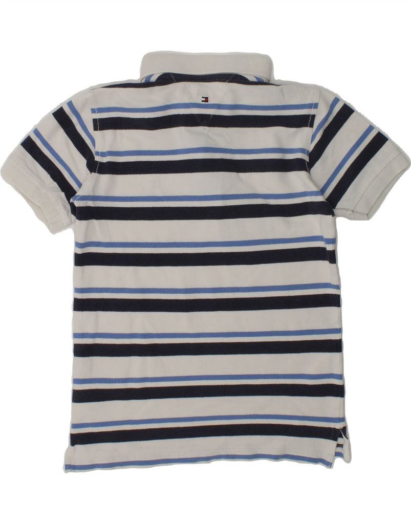 TOMMY HILFIGER Boys Polo Shirt 6-7 Years Grey Striped Cotton | Vintage Tommy Hilfiger | Thrift | Second-Hand Tommy Hilfiger | Used Clothing | Messina Hembry 