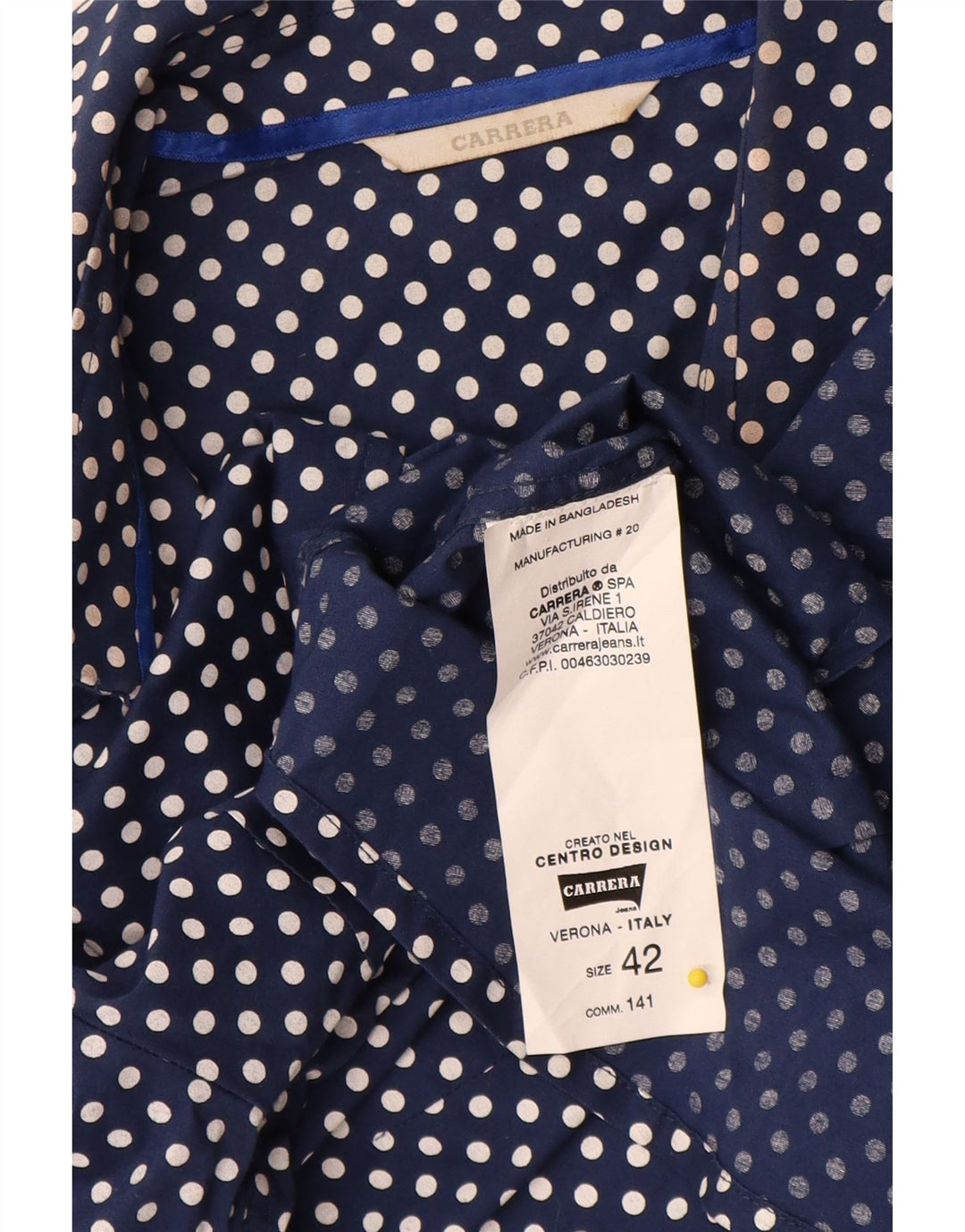 Carrera Womens Shirt Blouse IT 42 Medium Blue Polka Dot Cotton