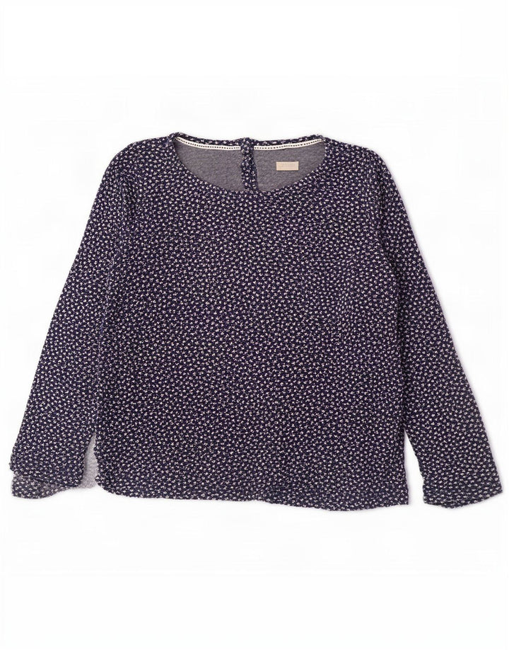 Fat Face Womens Abstract Pattern Top Long Sleeve UK 16 Large Navy Blue