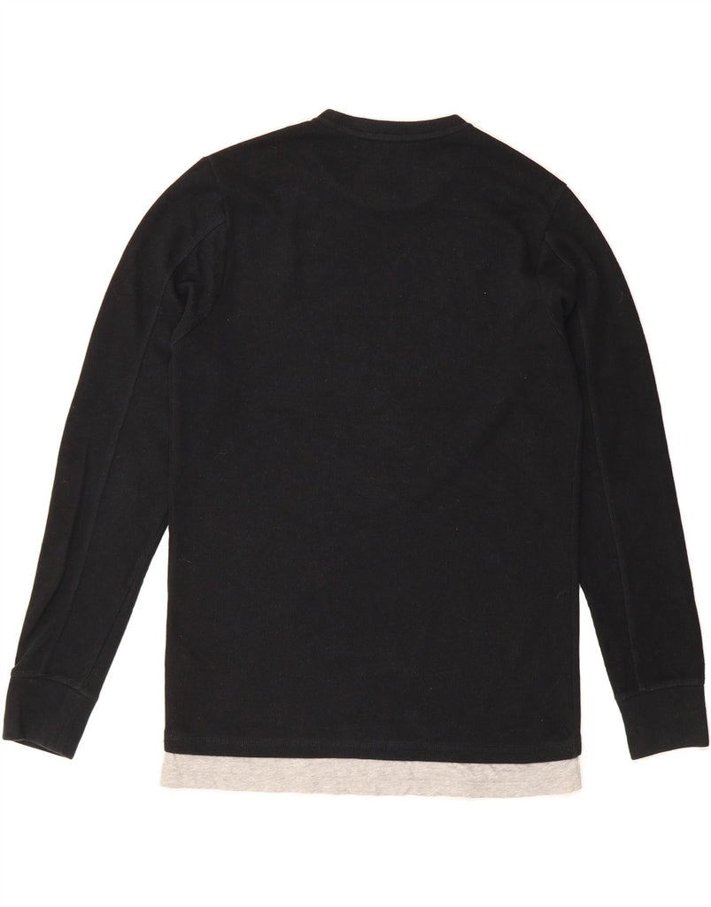 ALL SAINTS Mens Longline Fit Crew Neck Jumper Sweater Small Black Cotton Vintage All Saints and Second-Hand All Saints from Messina Hembry 