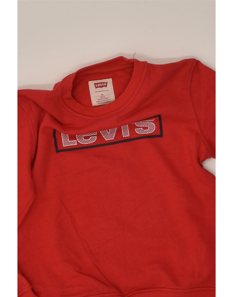 LEVI'S Boys Graphic Sweatshirt Jumper 7-8 Years Red Cotton | Vintage Levi's | Thrift | Second-Hand Levi's | Used Clothing | Messina Hembry 