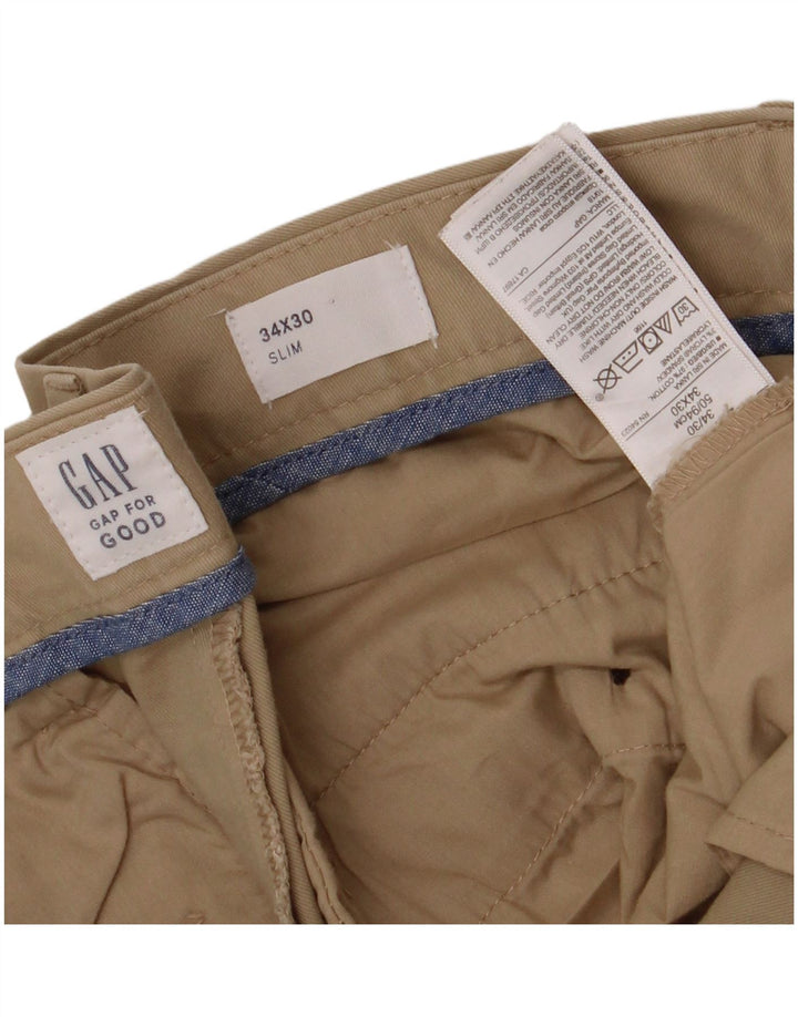 Gap Mens Slim Chino Trousers W34 L30 Beige Cotton
