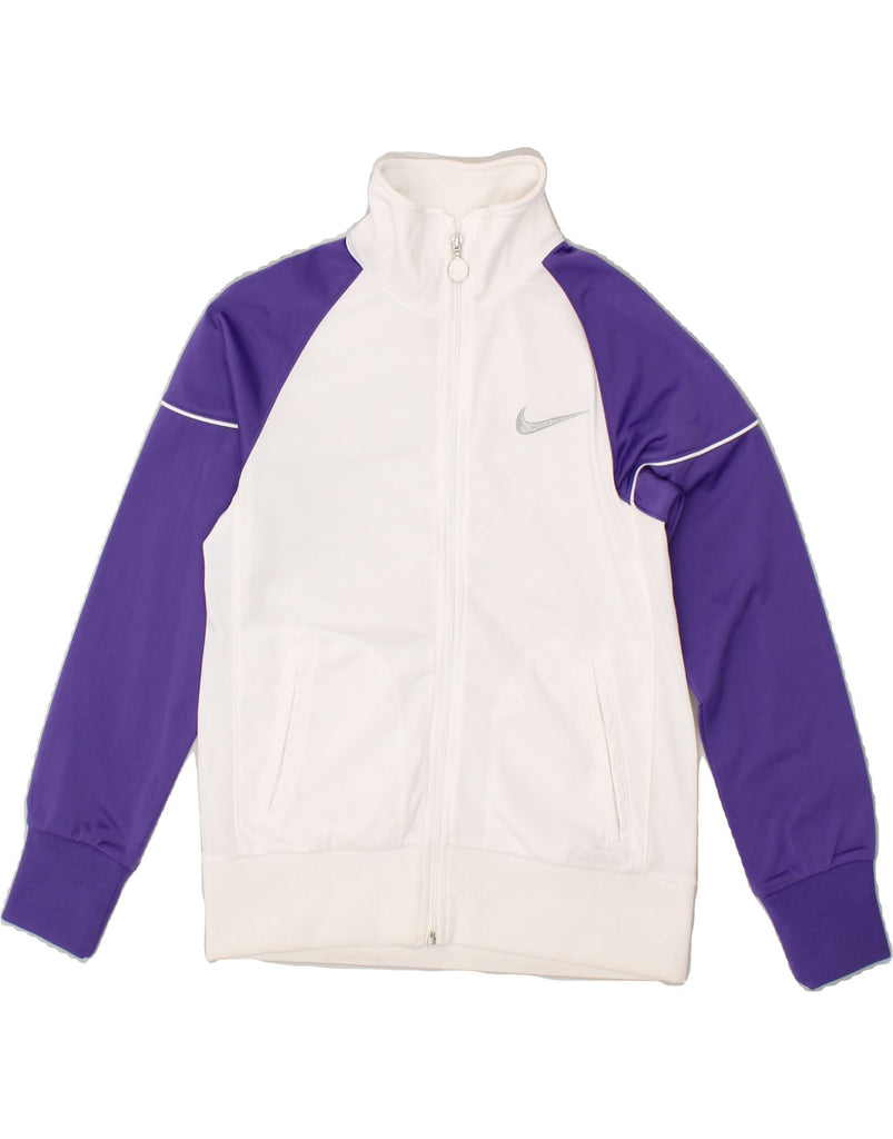 NIKE Girls Tracksuit Top Jacket 10-11 Years Medium White Colourblock | Vintage Nike | Thrift | Second-Hand Nike | Used Clothing | Messina Hembry 