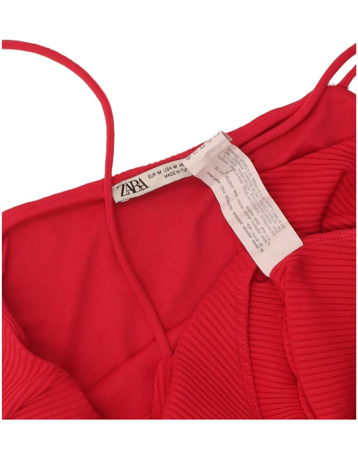 Zara Womens Bodysuit UK 12 Medium Red Polyamide