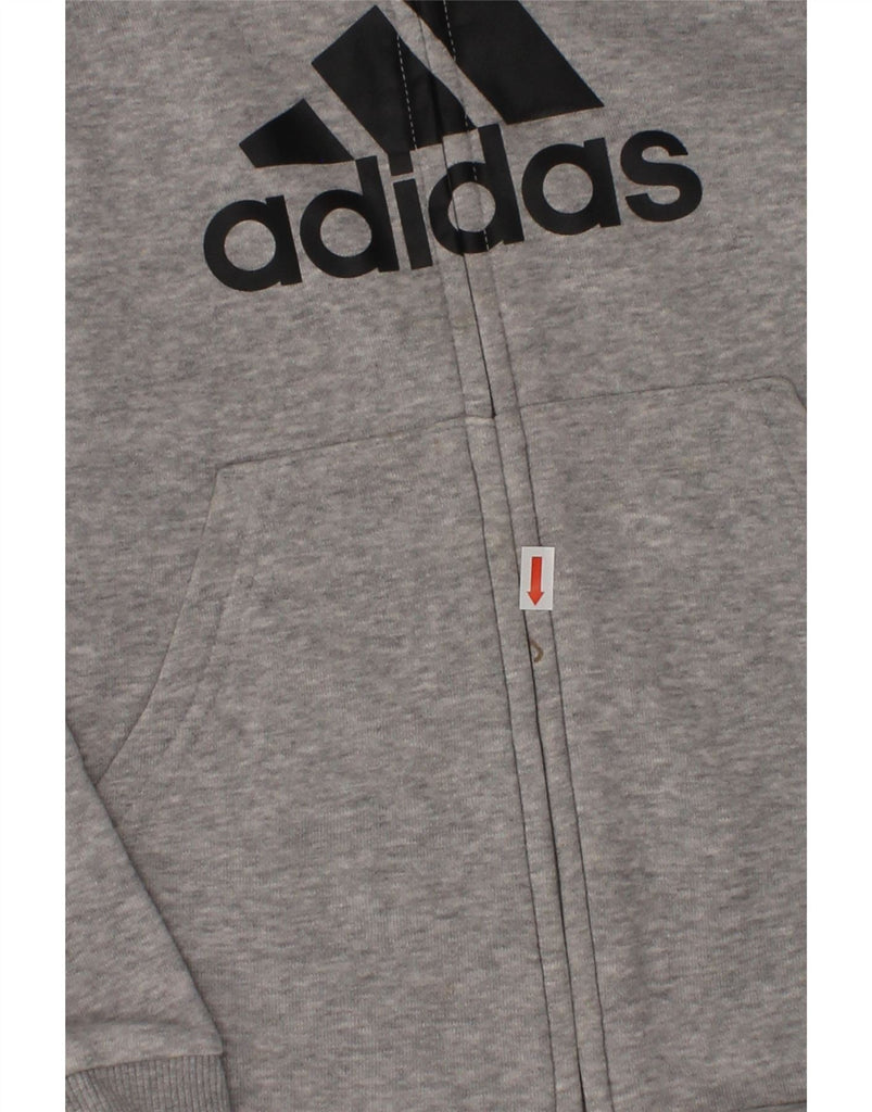 ADIDAS Girls Graphic Zip Hoodie Sweater 7-8 Years Grey Cotton | Vintage Adidas | Thrift | Second-Hand Adidas | Used Clothing | Messina Hembry 