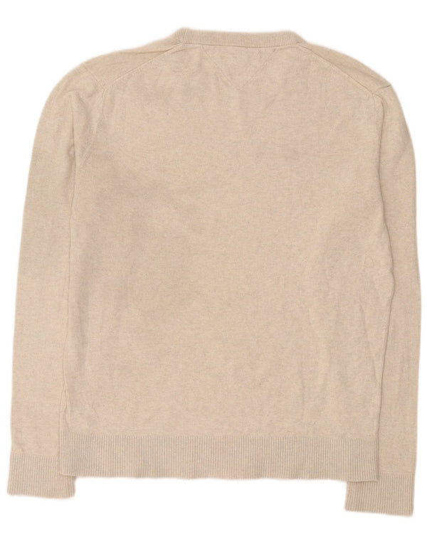 Tommy Hilfiger Mens Crew Neck Jumper Sweater XL Beige Cotton