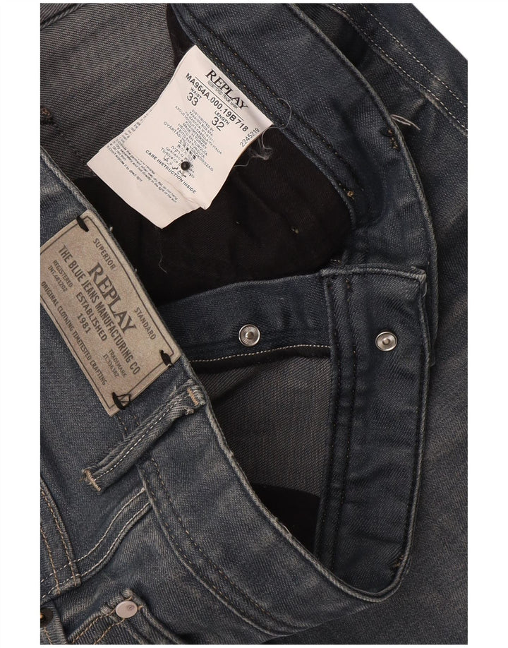Replay Mens Slim Jeans  W33 L32 Blue Cotton
