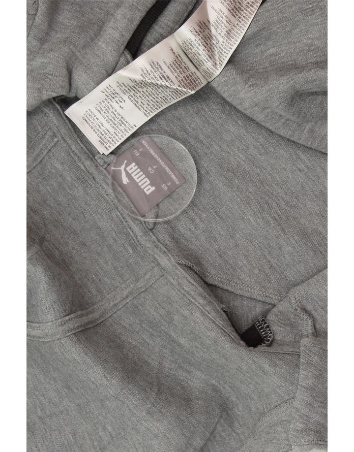 PUMA Mens Zip Hoodie Sweater Small Grey Colourblock Cotton