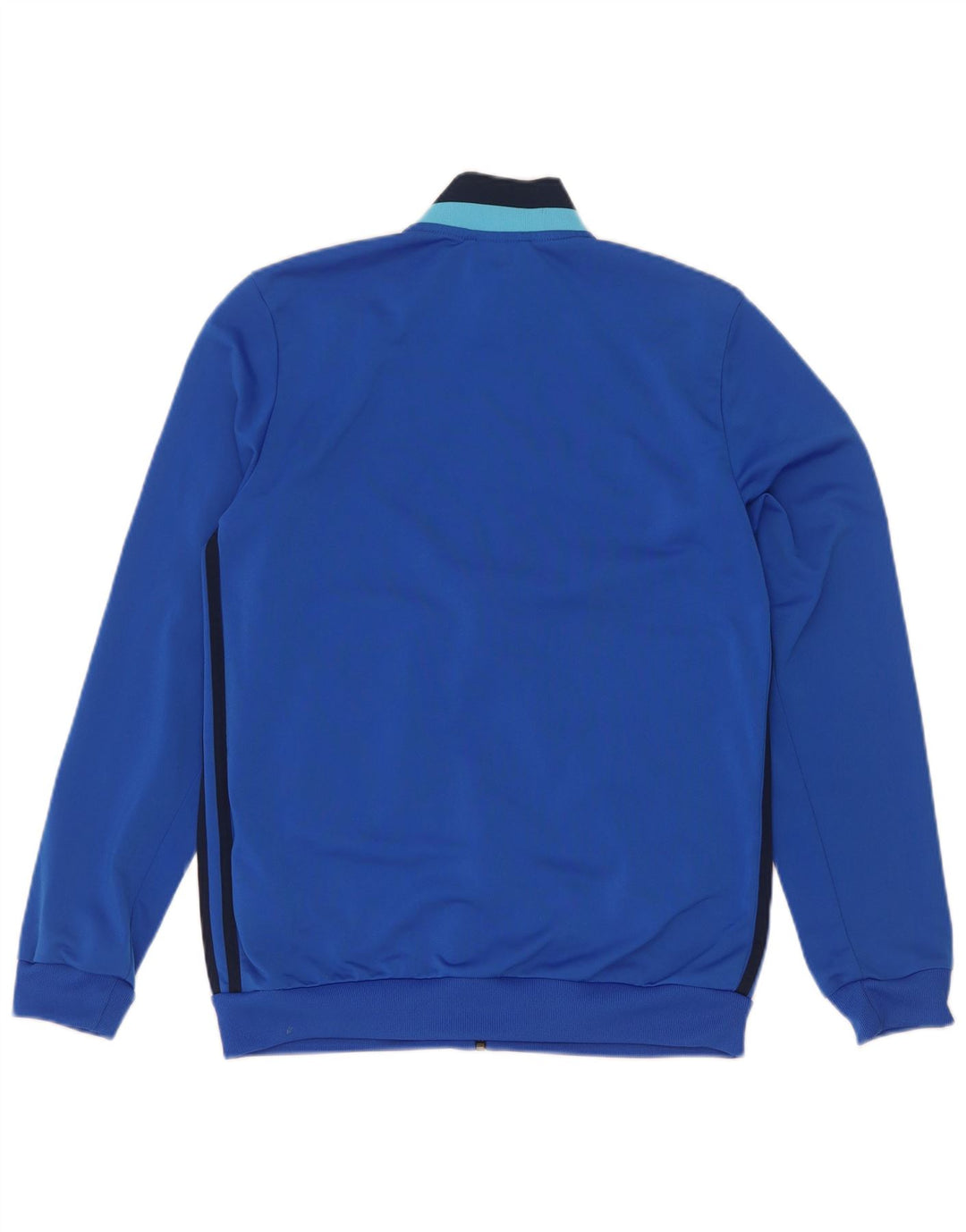 Adidas Boys Tracksuit Top Jacket 13-14 Years Blue Colourblock Polyester