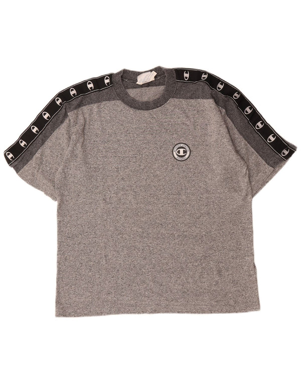 Champion Mens Graphic T-Shirt Top XL Grey Colourblock Cotton