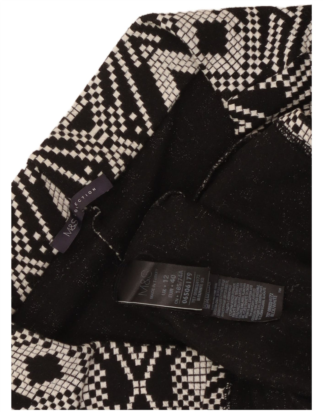 Marks & Spencer Womens Pencil Skirt UK 12 Medium W30 Black Geometric