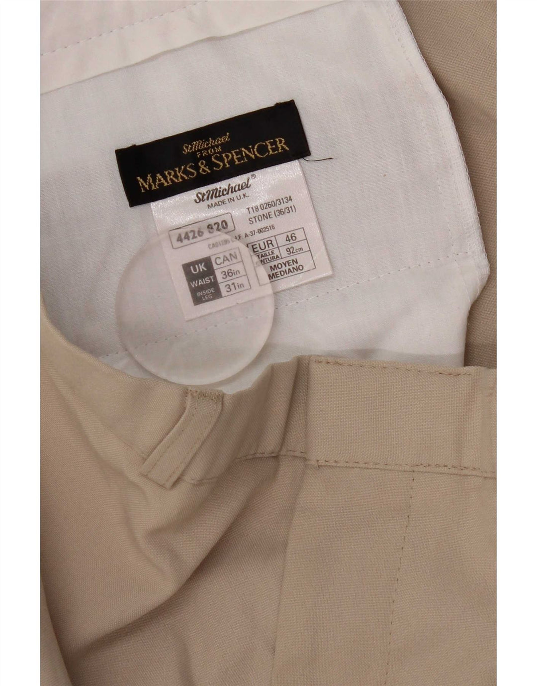 Marks & Spencer Womens St. Michael Straight Chino Trousers W36 L28 Beige