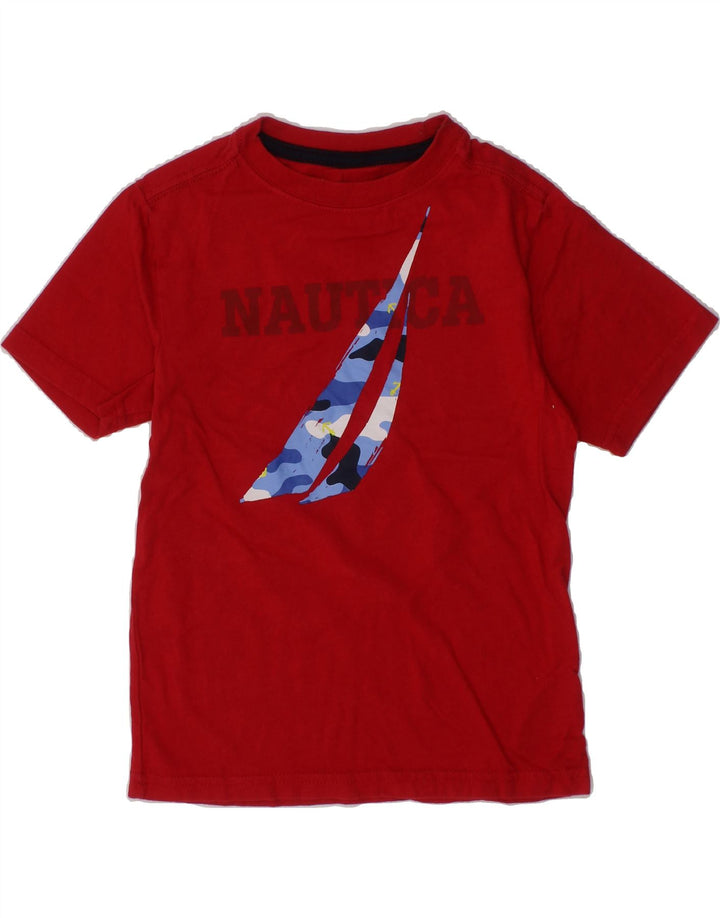 NAUTICA Boys Graphic T-Shirt Top 4-5 Years Medium Red Cotton Vintage Nautica and Second-Hand Nautica from Messina Hembry 