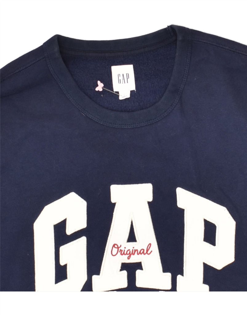 GAP Mens Graphic Sweatshirt Jumper Large Navy Blue Cotton | Vintage Gap | Thrift | Second-Hand Gap | Used Clothing | Messina Hembry 