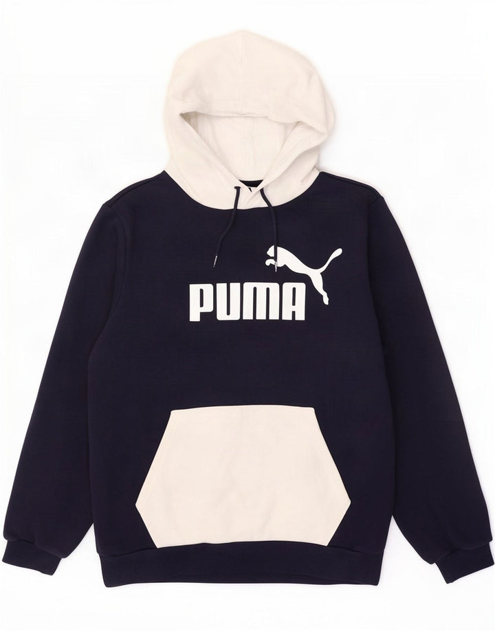 Puma Mens Graphic Hoodie Jumper Medium Navy Blue Colourblock