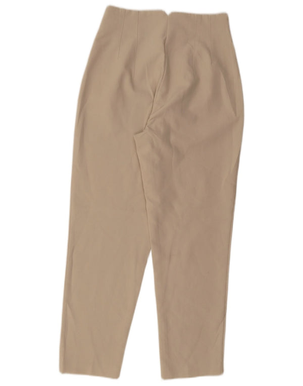 Zara Womens High Waist Tapered Cropped Trousers Small W26 L26 Beige