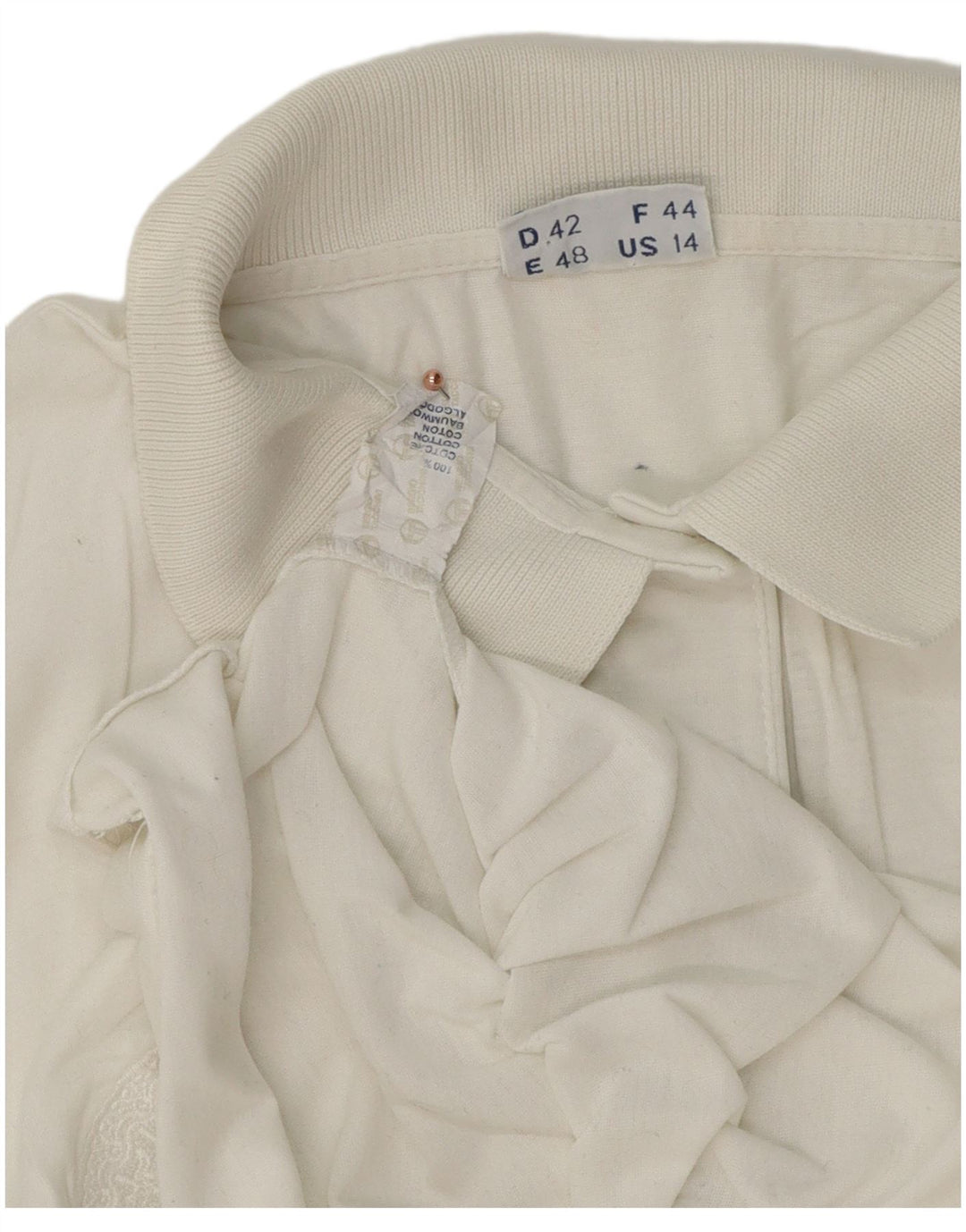 Sergio Tacchini Womens Polo Shirt US 14 XL White Cotton