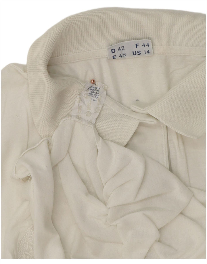 Sergio Tacchini Womens Polo Shirt US 14 XL White Cotton