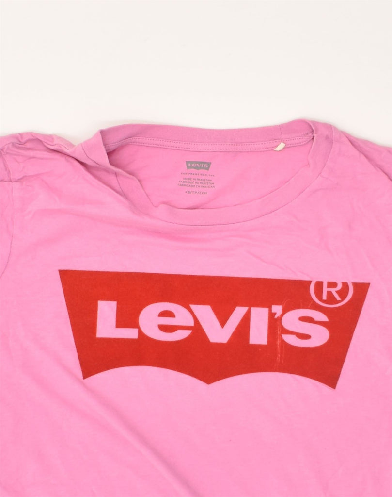 LEVI'S Womens T-Shirt Top UK 6 XS Pink Cotton | Vintage Levi's | Thrift | Second-Hand Levi's | Used Clothing | Messina Hembry 