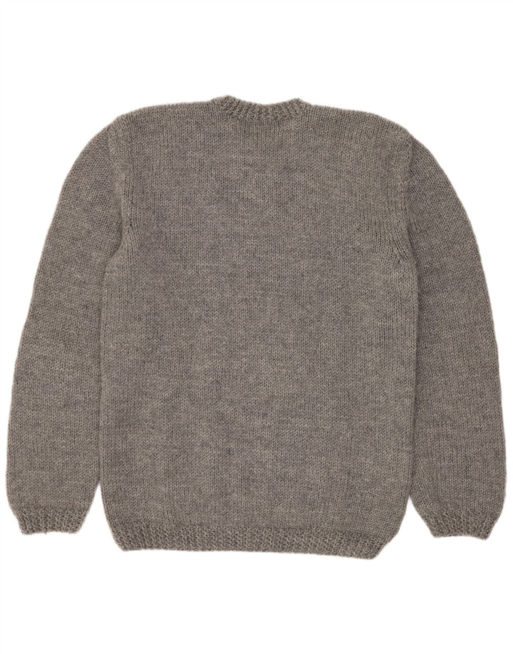 Vintage Mens Crew Neck Jumper Sweater Medium Grey