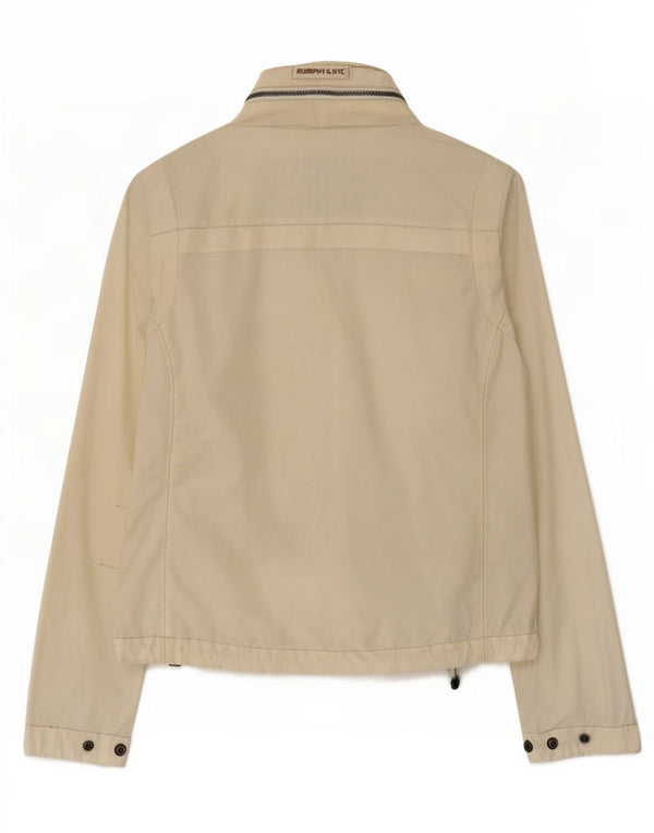 Murphy & Nye Womens Hooded Bomber Jacket UK 10 Small Off White Cotton