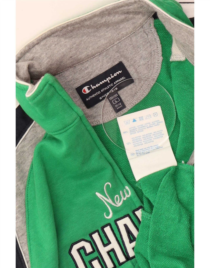 Champion Boys Tracksuit Top Jacket 11-12 Years Large Green Colourblock