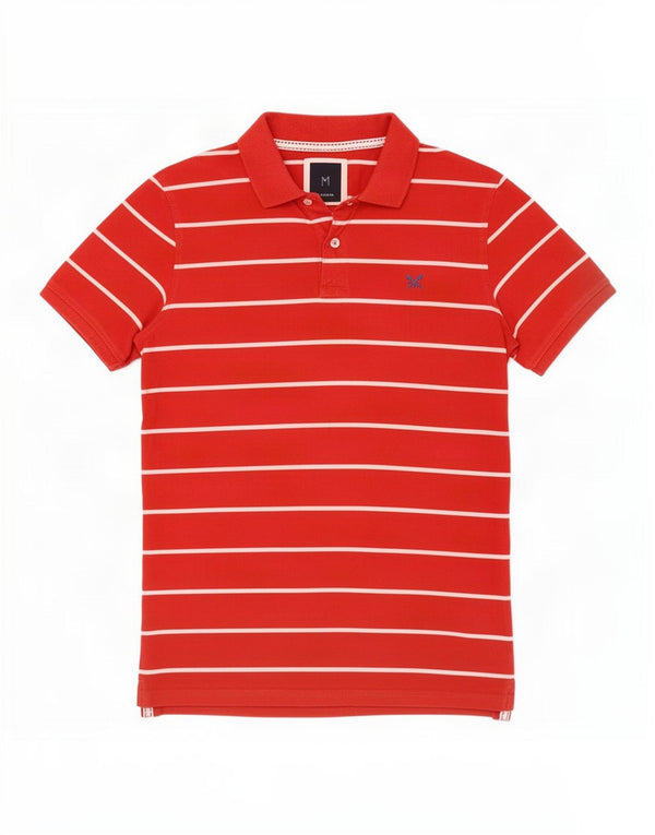 Crew Clothing Mens Polo Shirt Medium Red Striped Cotton