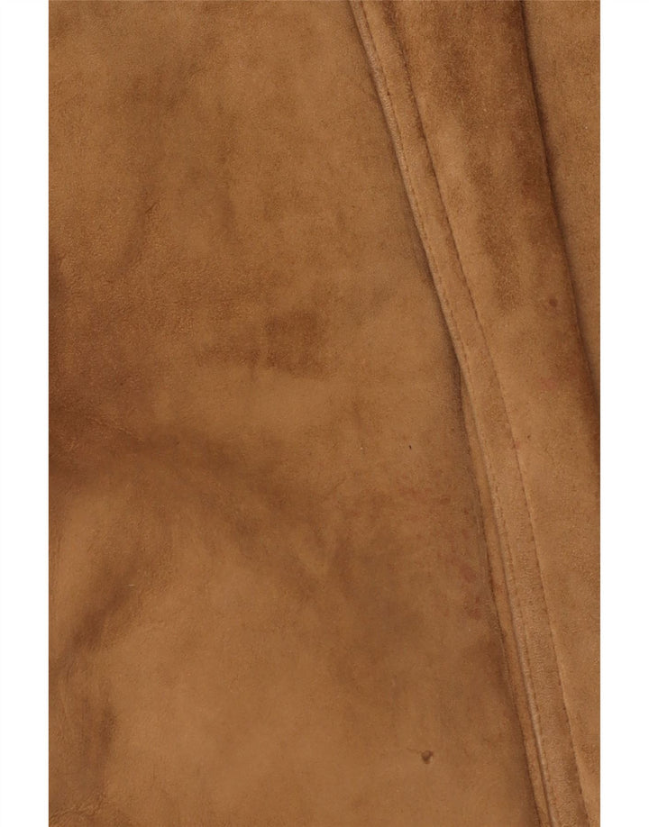 Vintage Mens Shearling Jacket IT 52 XL Brown Leather