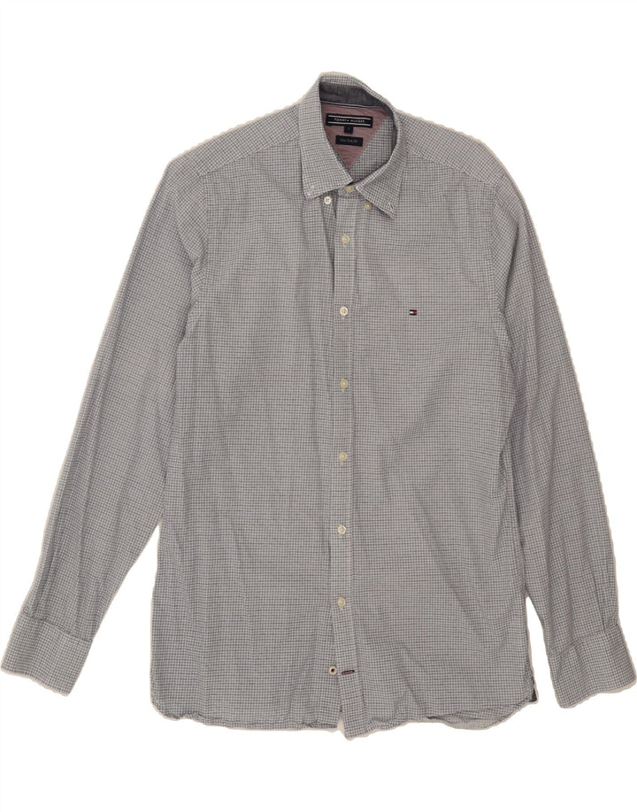 TOMMY HILFIGER Mens New York Fit Shirt Small Grey Check Cotton Vintage Tommy Hilfiger and Second-Hand Tommy Hilfiger from Messina Hembry 