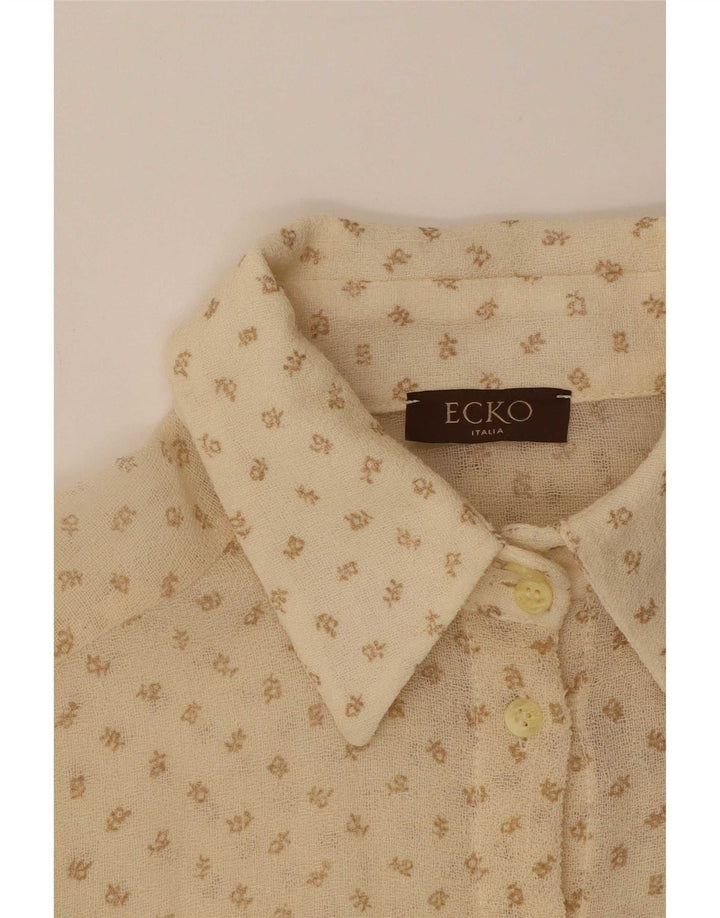 Ecko Unlimited Womens Shirt Blouse UK 10 Small Beige Spotted