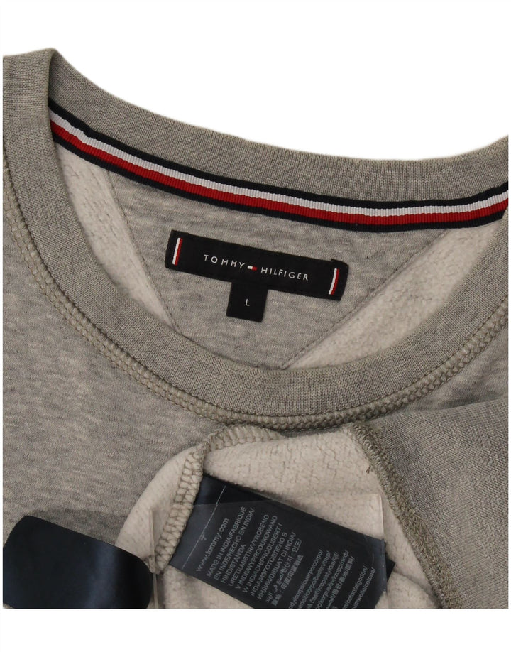 Tommy Hilfiger Mens Graphic Sweatshirt Jumper Large Grey Cotton