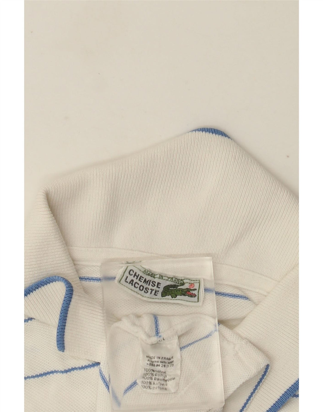 Lacoste Mens Polo Shirt Size 4 Medium White Striped Cotton