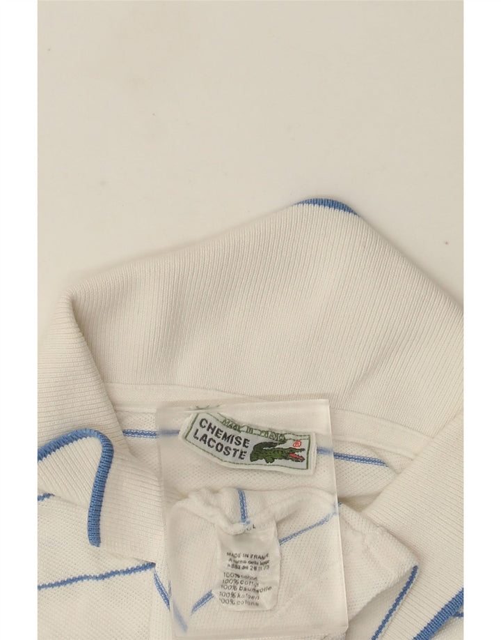 Lacoste Mens Polo Shirt Size 4 Medium White Striped Cotton