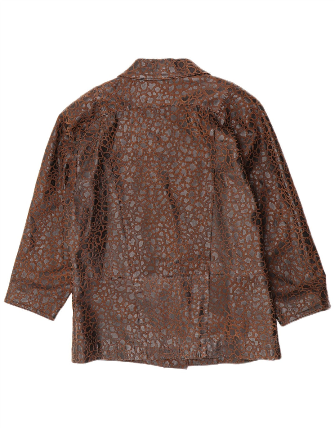 Eugene Womens Double Breasted Blazer Jacket US 10 Large Brown Animal Print