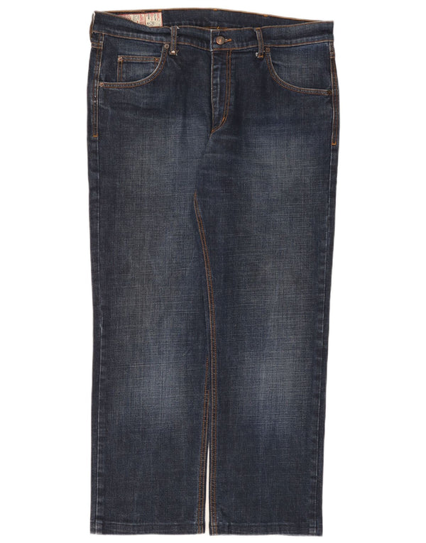 Rifle Mens Straight Jeans W38 L29 Navy Blue Cotton